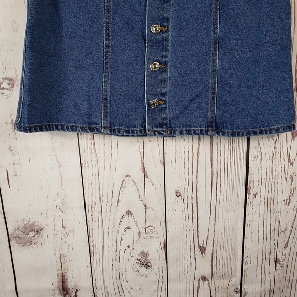MNG Denim Jean Mini Skirt Womens Size Small Button Front Organic Cotton Blue - Picture 4 of 7